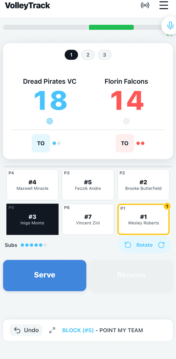 VolleyTrack live scoring screenshot